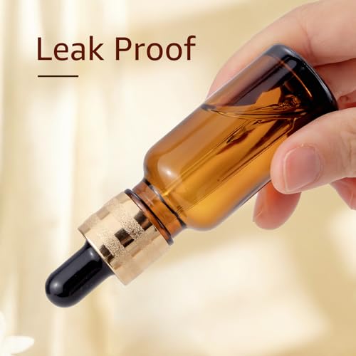 30 Pack 20ml Amber Glass Dropper Sample Bottles with Golden Caps - color: Amber, size: 20mL-30pcs