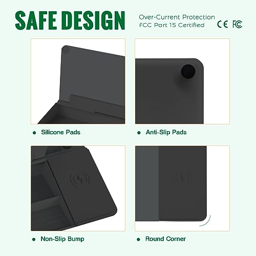 SELEAD Desktop Glass Whiteboard with Wireless Charger and Storage, Black - color: Black, size: 16"x7"