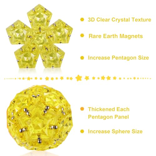 Magnetic Fidget Sphere - Anxiety Sensory Fidgets Toys - Crystal Golden - 12 Piece Set - Creativity Beyond Imagination, Inspirational, Recreational, Desk Toy for Adults - color: Crystal Golden