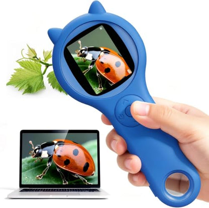 Kids Digital Microscope for Boys, 500X Handheld Microscope-Dark Blue - color: Deep Blue, size: 1 Pcs