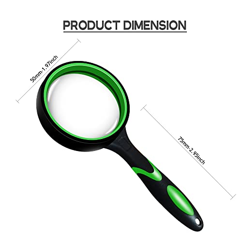 Magnifying Glass 10X Handheld Reading Magnifier Non-Scratch Glass Lens