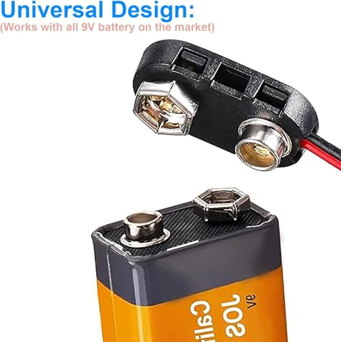 California JOS 9V Battery Clip 9V Battery Connector Hard Shell for Arduino Electronics, Student Experiment, STEM Project, and Research (I-Type, 12 PCS)