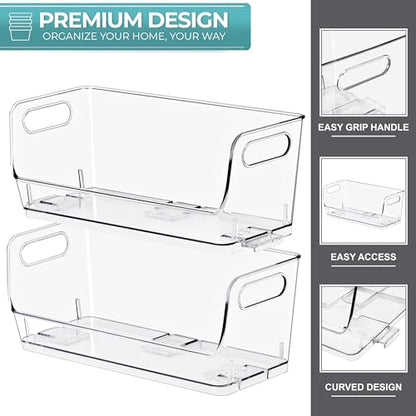 Sorbus Clear Pantry Organizer with Stackable Storage Bins, Open Front - size: Small Narrow, style: 4 Pack