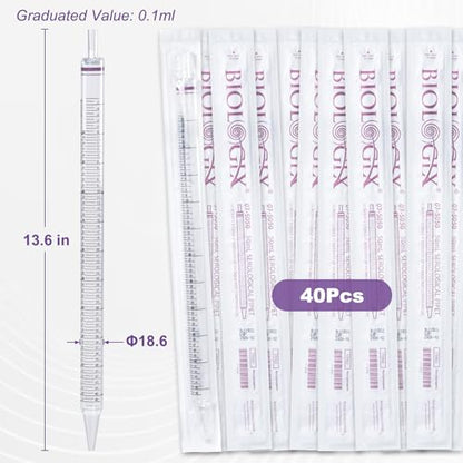 50mL Serological Pipette, 40Pcs Sterile Plastic Serological Pipet - size: 50ml-40Pcs