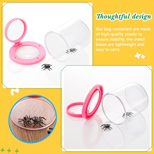 Skylety 2 Pieces Bug Jars Insect Viewer Catcher Bug Magnifying Insect Cage Container for Kids Children Science Nature Exploration Tool (Pink) - color: Pink