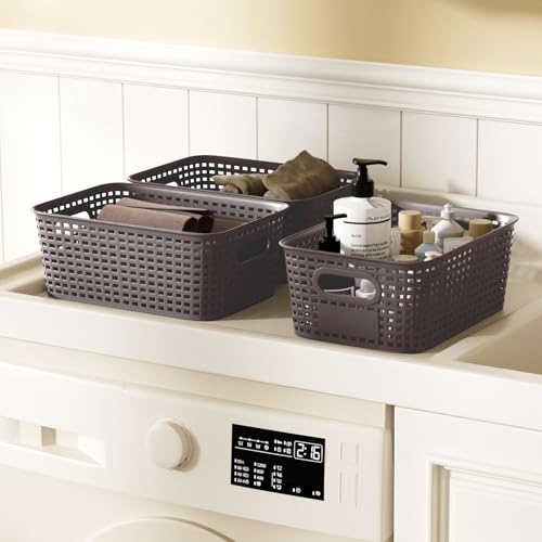 Viphope Stackable Storage Bins with Bamboo Lids set of 6,10x7.1x4.1in - color: Brown