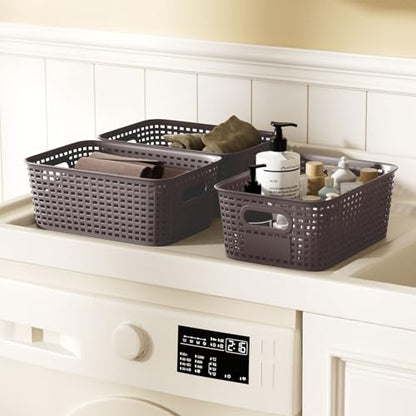 Viphope Stackable Storage Bins with Bamboo Lids set of 6,10x7.1x4.1in - color: Brown