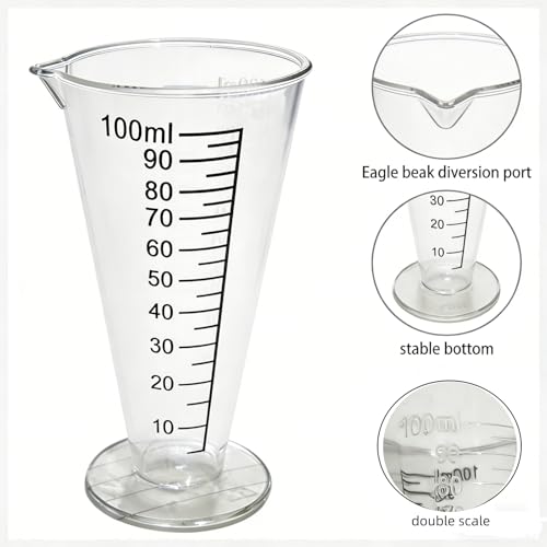 100ml Plastic Liquid Measuring Cup - Graduated Measuring Beaker with Clear Scale for Kitchen, Lab & Mixing