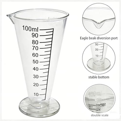 100ml Plastic Liquid Measuring Cup - Graduated Measuring Beaker with Clear Scale for Kitchen, Lab & Mixing