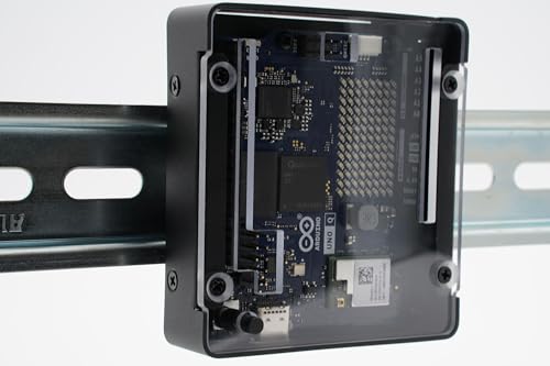 KKSB Case for Arduino Uno Q Black Aluminum and Steel Enclosure with Clear Polycarbonate Top - style: Standard Clear Lid Case