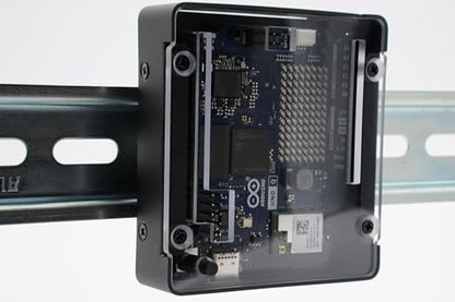 KKSB Case for Arduino Uno Q Black Aluminum and Steel Enclosure with Clear Polycarbonate Top - style: Standard Clear Lid Case