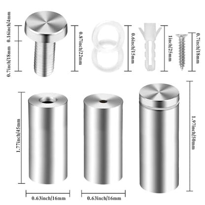 Standoff Screws for Acrylic Signs - Metal Mounts & Spacers (0.6x1.96inch) - size: 0.6x1.96 in (12 Pcs)