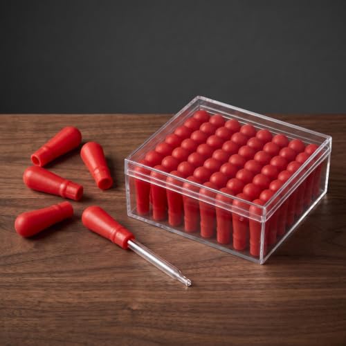 ULTECHNOVO 50Pcs Red Silicone Pipette Bulb Caps for Glass Dropper Tubes