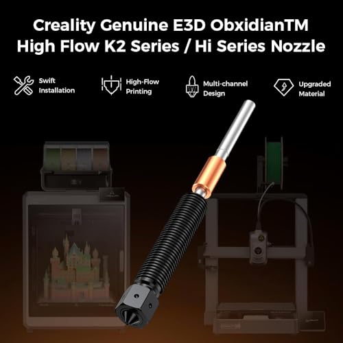Creality K2 Plus/ K2 Pro/ K2 E3D Nozzle, Upgrade Obxidian™ High Flow Nozzle Assembly, Creality Hi Combo Extruder Hotend Nozzles, Supporting 600mm/s Printing (0.4mm) - style: 0.4mm-E3D