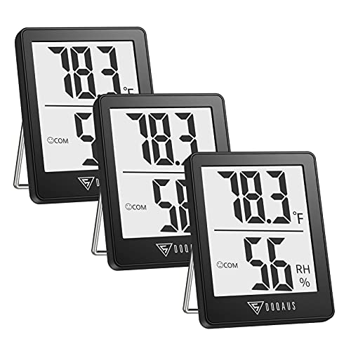 DOQAUS 3 Pack Digital Hygrometer Indoor Thermometer Humidity Monitor Black - color: Black, size: 3 Pack
