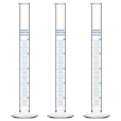 Labasics 3-Pack Borosilicate Glass 10 ml Heavy Wall Graduated Cylinder Measuring Cylinder - size: 10 ml