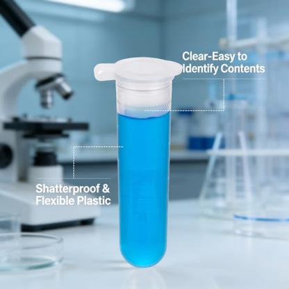 50pcs 5ml Plastic Test Tubes with Scale & Round Bottomed