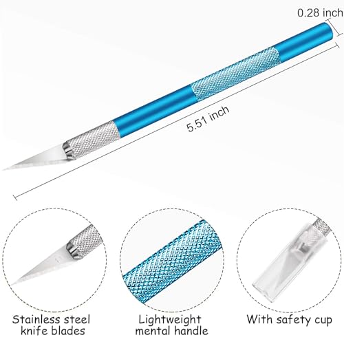 Mudder 15 Pack Exacto Knife Set, Craft Knives Hobby Knife, Gold and Blue - color: Gold and Blue