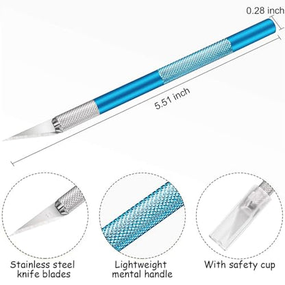 Mudder 15 Pack Exacto Knife Set, Craft Knives Hobby Knife, Gold and Blue - color: Gold and Blue