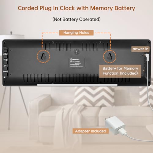 Soobest 14.2 Inch Digital Wall Clock with Bluetooth, LED Large Display - color: 14.2" Multicolor