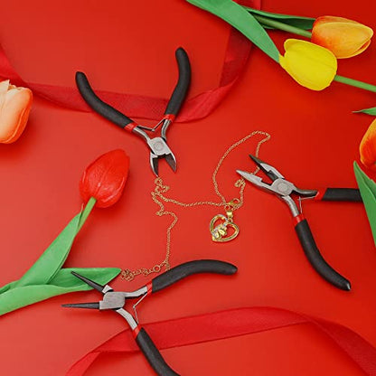 URSKYTOUS 4Pcs Jewelry Pliers Set Jewelry Making Pliers Tools Kit Include Jewelry Making Needle Nose Chain Nose Round Bent Pliers Wire Cutter for Bracelet Beading Craft Jewelry Making Supplies (Black) - color: 4pcs Black