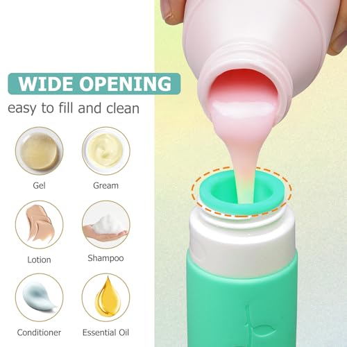 4-Piece Silicone Travel Jar and Squeeze Bottle Set - color: B-2green1blue1yellow