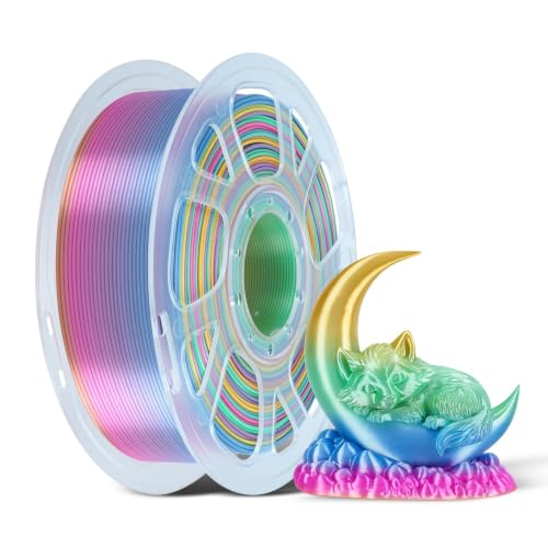 kingroon Rainbow PLA Filament 1.75mm, 1kg Spool (2.2lbs), Fast Color Change Pastel Silk PLA 3D Printer Filament, Dreamy Multicolor Filament +/- 0.02mm, Fit Most 3D Printers(Rainbow) - color: 1kg Rainbow