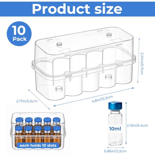 10-Pack 10mL Vial Storage Case, 10-Slot Insulin & GLP-1 Organizer - size: 10ml 10-slot 10pcs