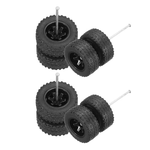 MECCANIXITY 4 Set 1/64 Wheels and Tires Set, Off-road Vehicles Real Riders Rims Includes Axles for RC Diecast Car DIY Model, Black Rims - color: Black Rims