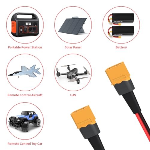 ELFCULB XT60 Male to Male Extension Cable 12AWG 6FT for Power Use - color: 12AWG XT60 Male to Male, size: 6FT