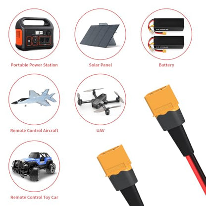 ELFCULB XT60 Male to Male Extension Cable 10AWG 6FT for Power Use - color: 10AWG XT60 Male to Male, size: 6FT