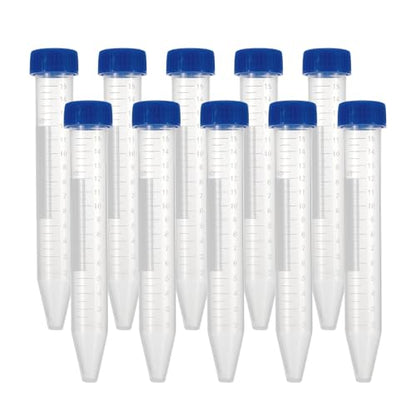 15ml 10Pcs Conical Centrifuge Tubes with Blue Screw Caps
