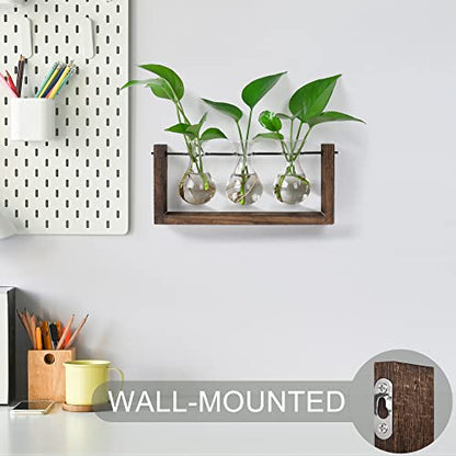 YIBOT Wall Hanging Planter Plant Propagation Stations Glass Flower Vase - size: 3Vase-M