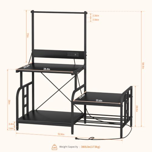 3D Printer Stand with Filament Storage Rack, Power Outlet, Spool Holder - color: Carbon Fiber