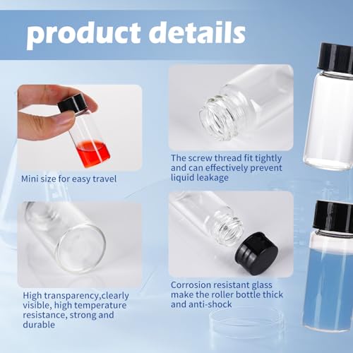 30ml Clear Glass Vials with Screw Caps and Plastic Stoppers 30PCS, Small Liquid Sample Vial, Test Tubes, Leak-Proof Vial - size: 30ML-30PCS