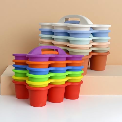 6 Pack Plastic Classroom Caddy Organizer with Handle,6 Compartment, Rainbow - color: Rainbow