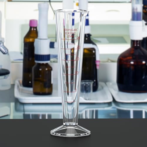 stonylab Graduated Cylinder, 1-Pack Borosilicate Glass Conical Measuring Cylinder Beaker with Wide Mouth and Pour Spout for Precise Measurement, 25 ml - size: 25 ml
