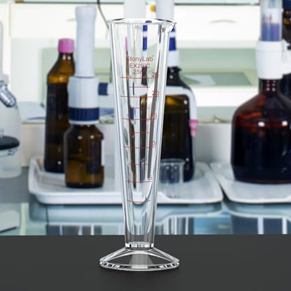 stonylab Graduated Cylinder, 1-Pack Borosilicate Glass Conical Measuring Cylinder Beaker with Wide Mouth and Pour Spout for Precise Measurement, 25 ml - size: 25 ml