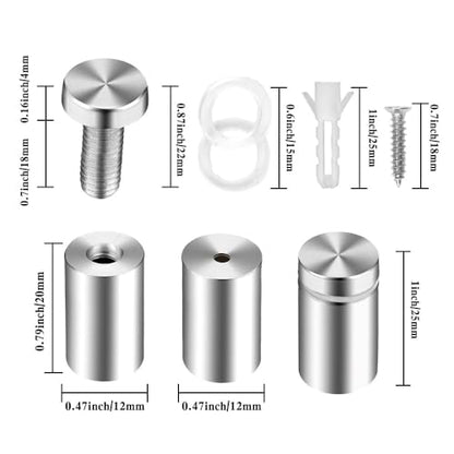 Standoff Screws for Acrylic & Signs - 0.5x1 in 24pcs Metal Mounts - size: 0.5x1 in (24 Pcs)