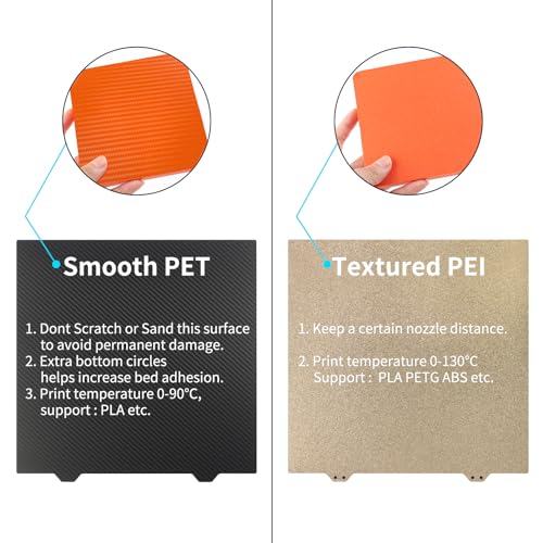 FYSETC Ender-7 Build Plate Upgrades - 280x280mm PET PEI Spring Steel Sheet - QID1 X-Plus 3 Smooth Textured Print Bed: Double sided Hotbed Cover with Magentic Base for Filament PLA PETG 3D Printer Part