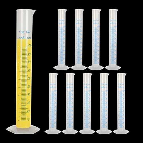 10 Pack 100 mL Plastic Graduated Cylinders - size: 100ml