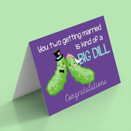 Amanda Creation Big Dill Card, 4x6 Blank Inside with Silver Envelope, Funny Wedding Card for Bride and Groom, Pickle Wedding Congratulations - style: Pickle