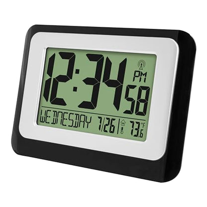 La Crosse Technology W88631 Digital Atomic Black Wall Clock with Temperature,(Pack of 2) - color: Black, size: 6.25 x 5.25 x 2.50 (Pack of 2)