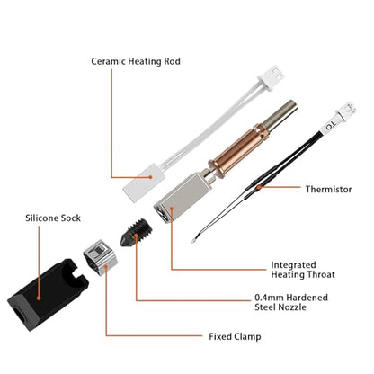 IdeaFormer-3D Upgraded 24V 60W Kobra 3/Kobra 3 V2 Hotend, Print Head Extruder Hotend Integrated Throat Heating Block Kit for Anycubic Kobra 3, Kobra 3 V2 Combo 3D Printers