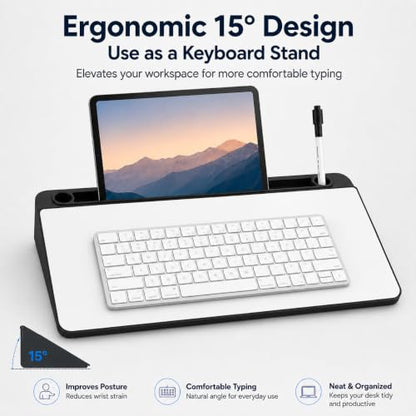 Glass Desktop Whiteboard,Dry Erase Board Buddy Keyboard Stand - color: Black