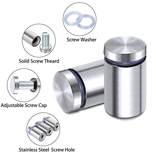 DAJAVE 50 Pack 1/2x 3/4 Inch Standoff Screws, Stainless Steel Sign Standoffs, Stand Off Wall Sign Mounting Hardware for Hanging Acrylic Frame, Glass Mounting, Office Signs, Includes Screws & Anchors