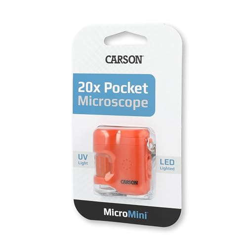 Carson MicroMini 20x LED Lighted Pocket Microscope Keychain - color: Orange