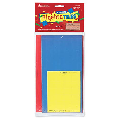 Learning Resources Magnetic Algebra Tiles, Algebraic Math Skills, Magnets for Any Magnetic Surface, 72 Piece Set, Ages 11+