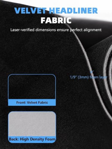 Black Headliner Fabric Ultra-Fine Velvet - 96" L × 60" W Auto Head Liners, Fabric Tube Packaging with Foam Backing for Cars, Trucks, SUVs, RVs, Boats - Home Repair/DIY Headliner Material - color: Charcoal Black, size: 96"L×60"W