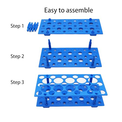 28 Well Test Tube Rack, 3 Pack Blue Holder for 10ml 15ml 50ml Tubes Lab - color: Blue, size: 28 Well